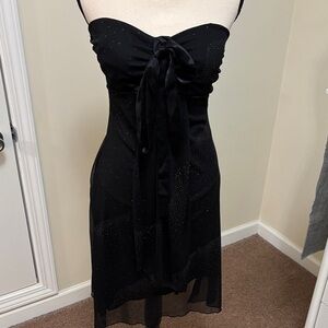 BCX Black Strapless Dress with Bow Detail
